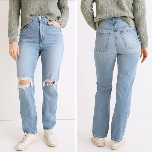 Madewell Perfect Vintage Straight Jean Danby‎ Wash Knee-Rip , 29 - Picture 1 of 16